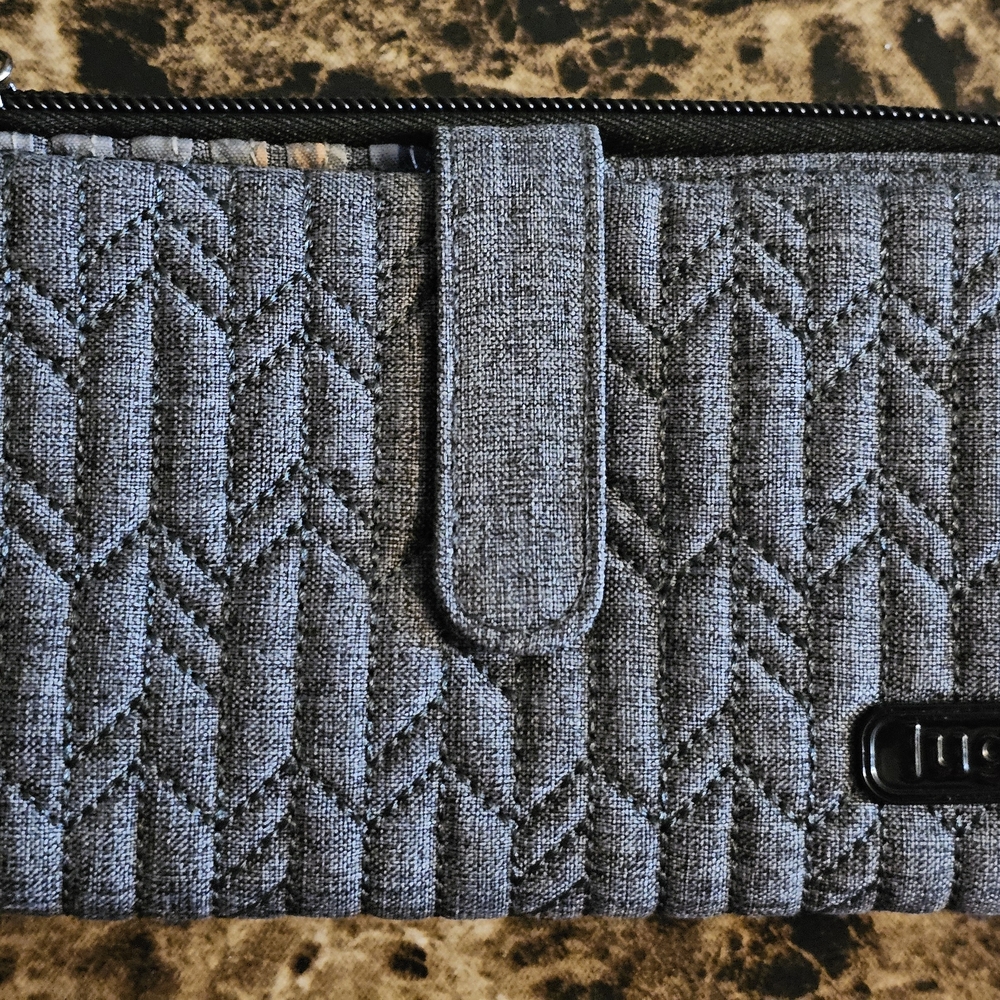 Lug Gray Quilted Wallet with Floral Interior